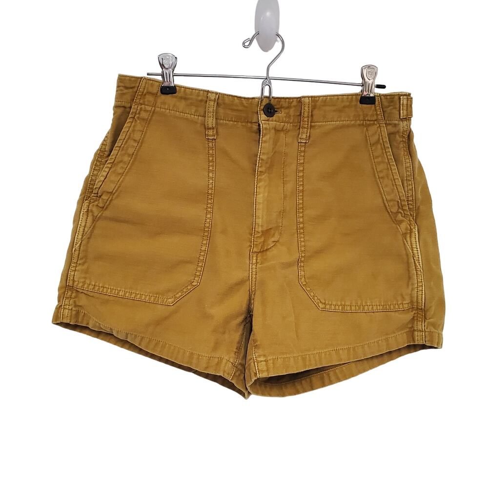 Madewell Relaxed Military Shorts 27 Khaki Mustard Brown Baggy Loose Fit Modest